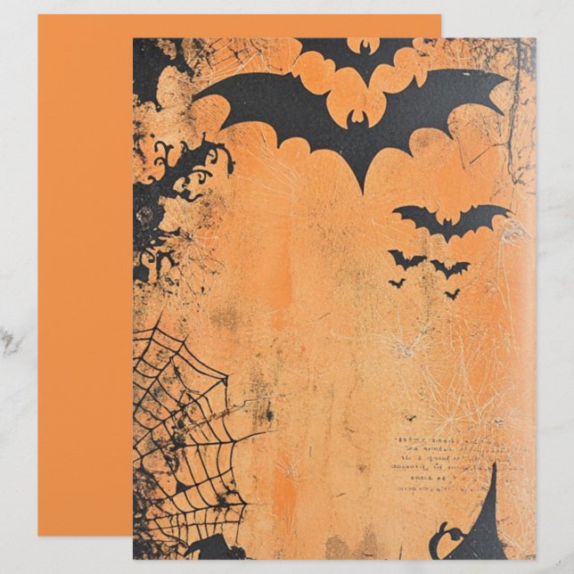 Papier de scrapbooking Halloween Chauves-souris vo (Devant / Derrière)