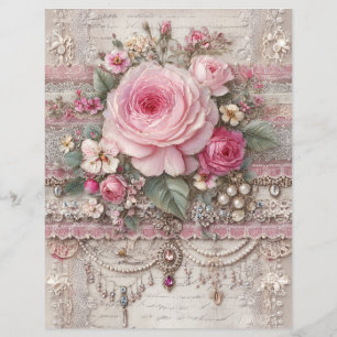 Papier de scrapbooking Journal Junk Vintage Roses