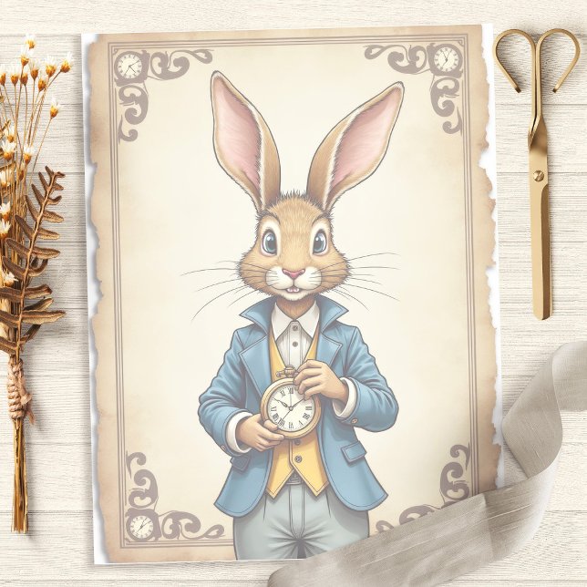 Papier de scrapbooking Montre de gousset Lapin Ali (Créateur téléchargé)