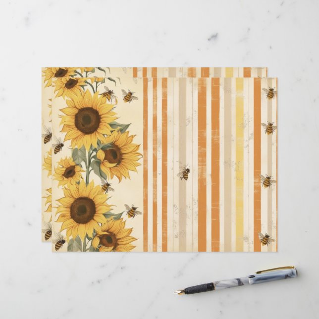 Papier de scrapbooking pour journal vintage avec t (Devant/Arrière en situation)