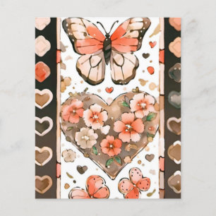 Papier de scrapbooking pour papillons, Coeurs et F