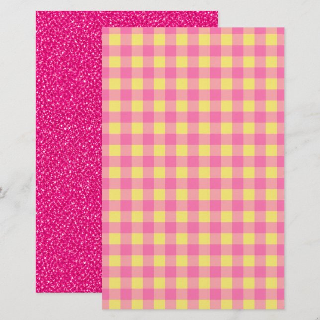 Papier de scrapbooking réversible à paillettes ros (Devant / Derrière)