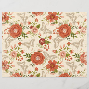 Papier de scrapbooking végétal et papillon