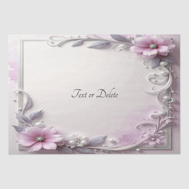 Papier de soie à cadre floral rose (Recto)