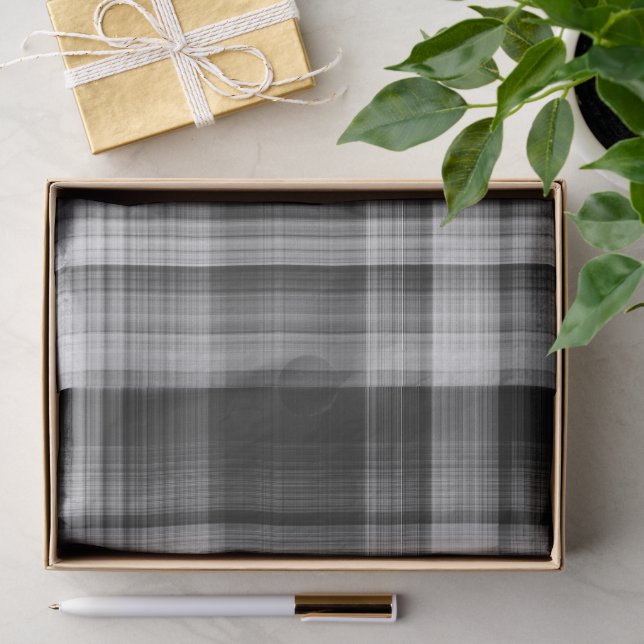 Papier de soie à carreaux gris (Cadeau)