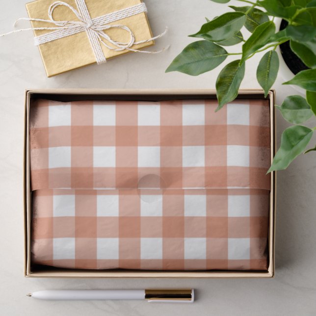 Papier de soie à carreaux orange et blanc (Cadeau)