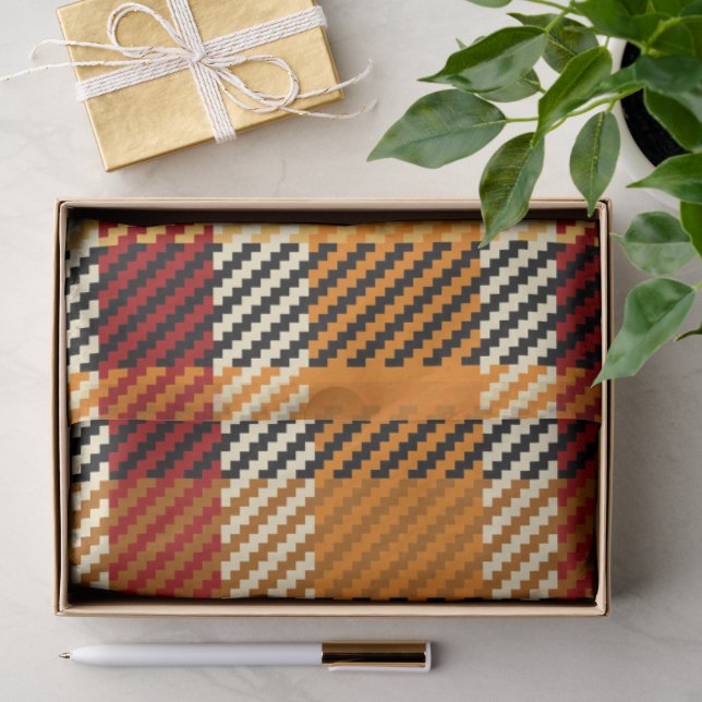 Papier de soie à carreaux tons de terre (Cadeau)