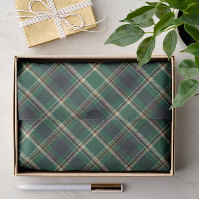 Papier de soie à carreaux vert bleu jaune classiqu (Cadeau)
