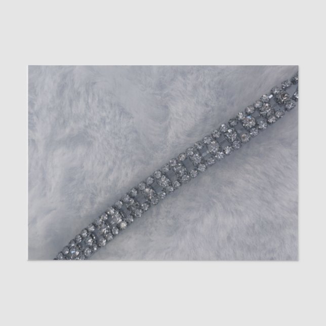 Papier de soie à fausse fourrure blanche et diaman (Recto)