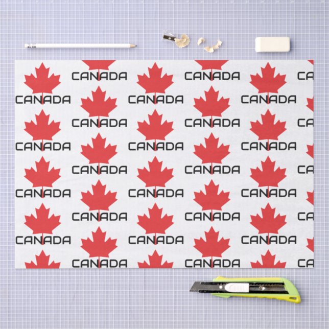 Papier de soie à feuille rouge d'érable canadien – (Artisanat)