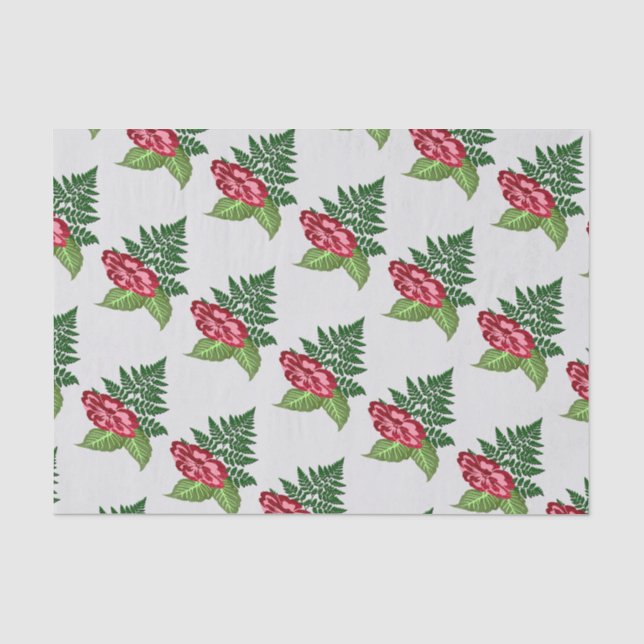 Papier de soie à fleur unique et fougère (Recto)