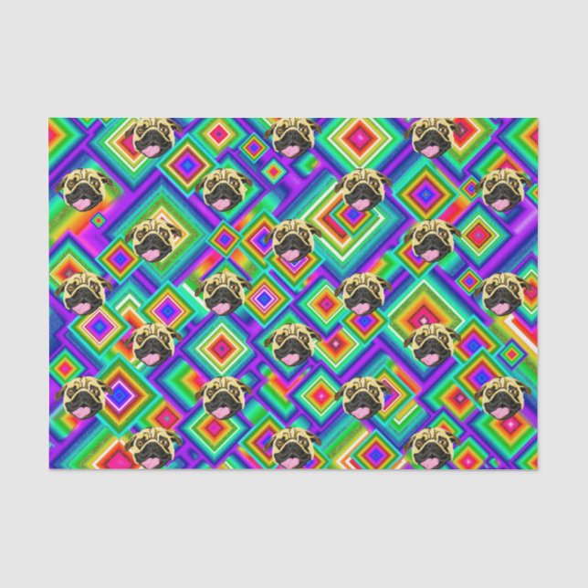 Papier de soie à motif chien psychédélique (Recto)
