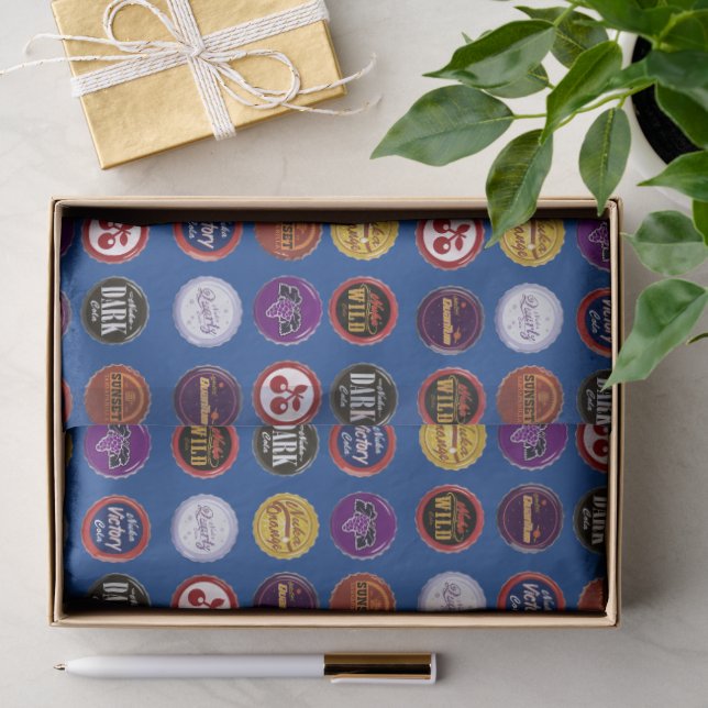 Papier de soie à motif de capsules de soda rétro,  (Cadeau)