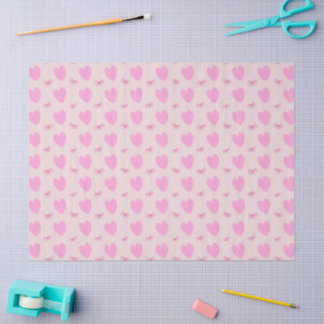 Papier de soie à motif de coeurs roses et de ruban