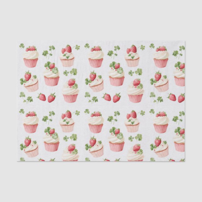 Papier de soie à motif de cupcakes rose à la frais (Recto)