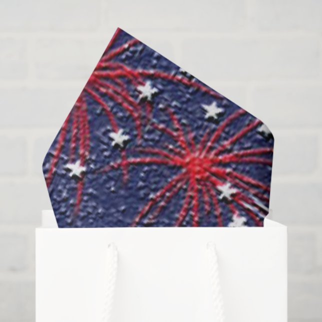 Papier de soie à motif de feux d'artifice patrioti (Sac cadeau)