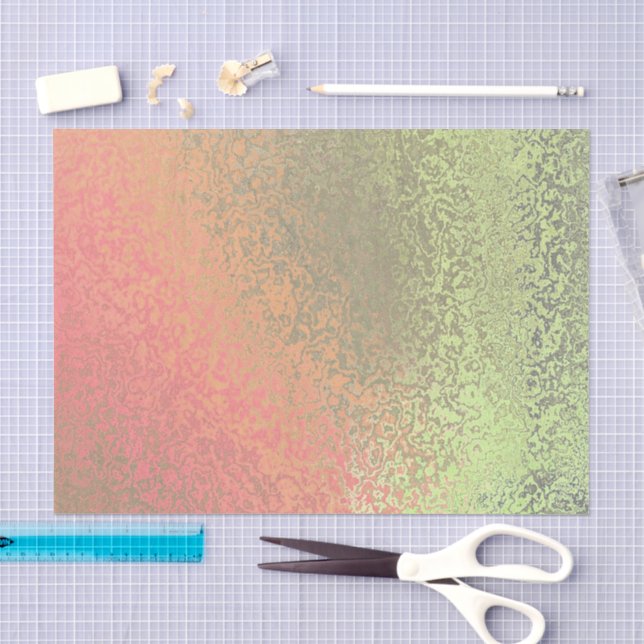 Papier de soie à motif de nuances de vert et d'ora (Artisanat)