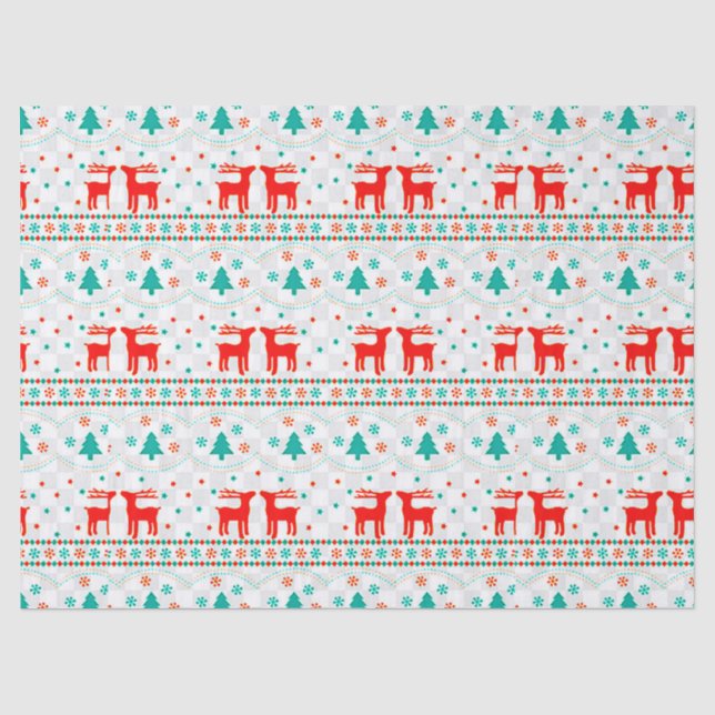 🎁 Papier de soie à motif de rennes de Noël ✨ (Recto)