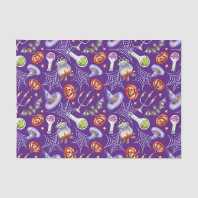 Papier de soie à motif d'éléments Halloween vintag (Recto)