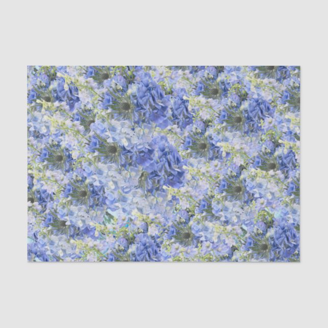 Papier de soie à motif d'hortensias bleus (Recto)