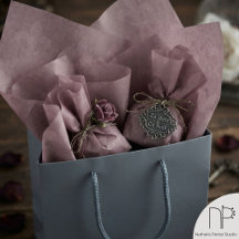 Papier de soie à motif Fleur de Lis Rose Poussiére