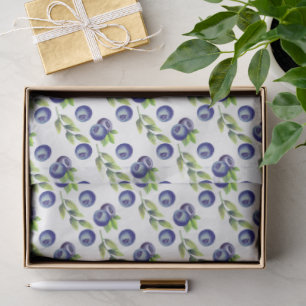Papier de soie à motif grande myrtille aquarelle