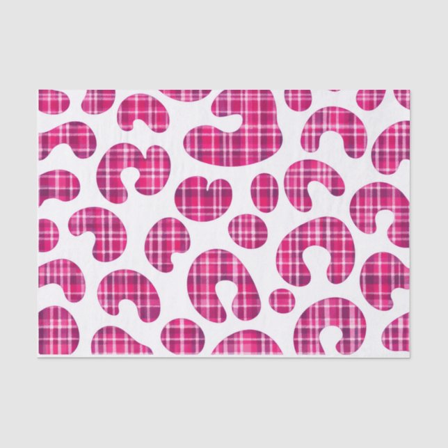 Papier de soie à motif léopard tartan rose écossai (Recto)