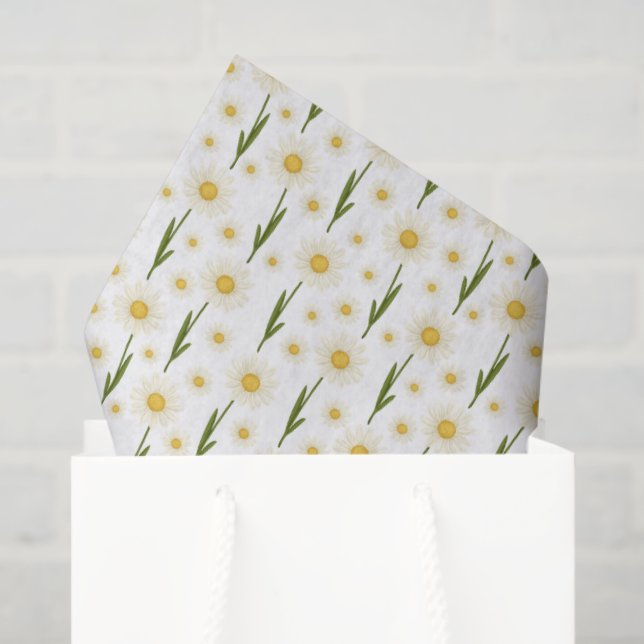 Papier de soie à motif marguerite (Sac cadeau)