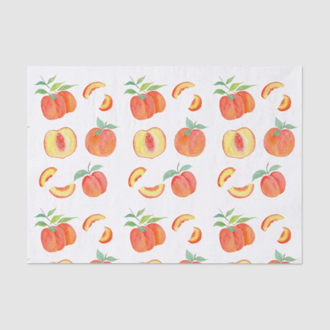 Papier de soie à motif pêche aquarelle (Recto)