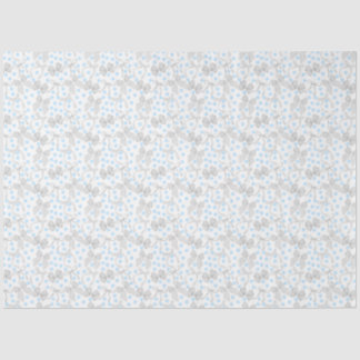 Papier de soie à noeuds gris et points bleus