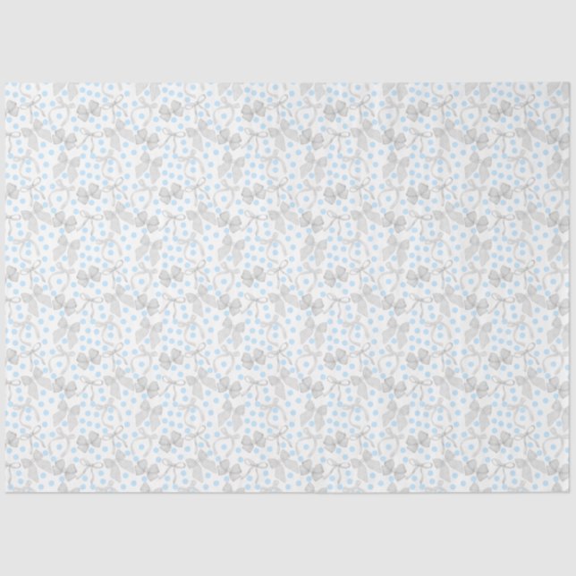 Papier de soie à noeuds gris et points bleus (Recto)