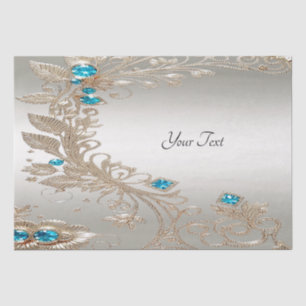 Papier de soie à pierres bleues dorées embellissan