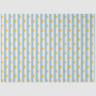 Papier de soie à rayures crème bleues et soleil do