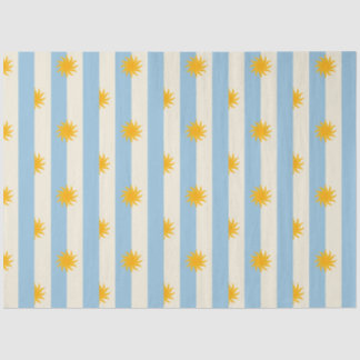 Papier de soie à rayures crème bleues et soleil do
