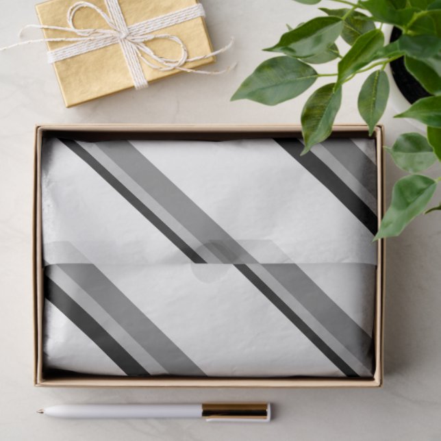 Papier de soie à rayures diagonales blanches et no (Cadeau)