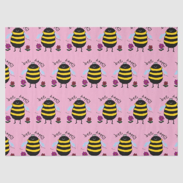 Papier de soie abeille heureuse mignon (Recto)