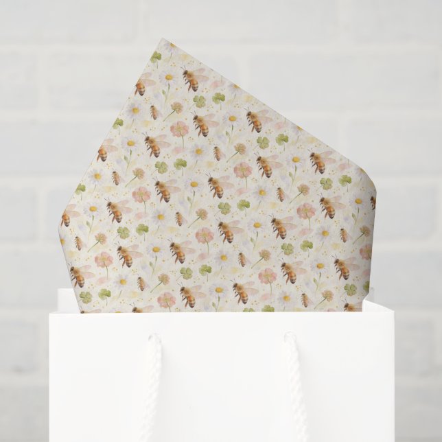 Papier de soie abeille, papier découpé abeille mel (Sac cadeau)