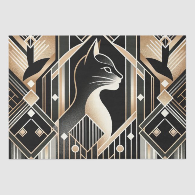 Papier de soie abstrait Chat noir décoratif (Recto)