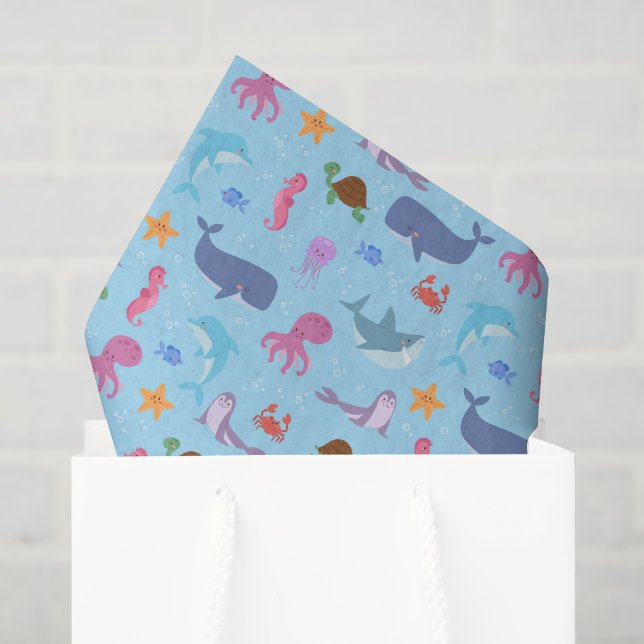 Papier de soie Animaux de mer, Découpage de la vie (Sac cadeau)