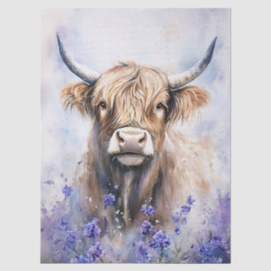 Papier de soie aquarelle vache des Highlands Fleur