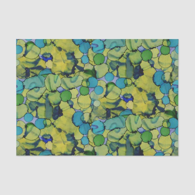 Papier de soie aquarelle verte sarcelle bleue abst (Recto)