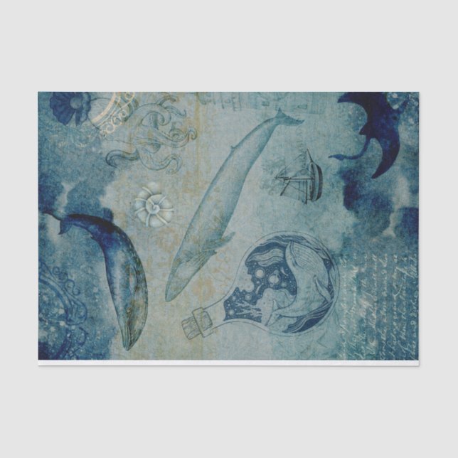 Papier de soie baleine nautique vintage (Recto)