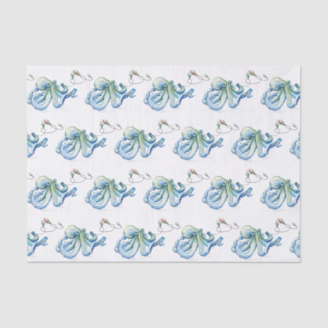 Papier de soie bleu de Noël de plage (Recto)