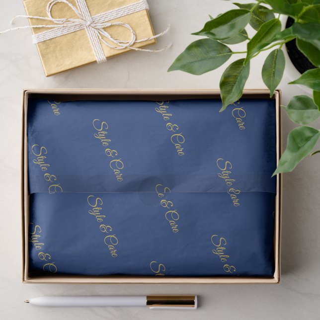 Papier de soie bleu marine avec impression de moti (Cadeau)