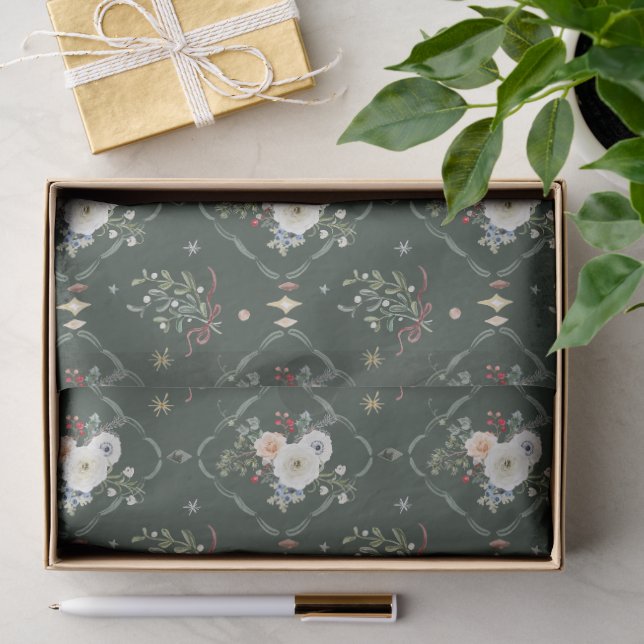 Papier de soie botanique de Noël (Cadeau)