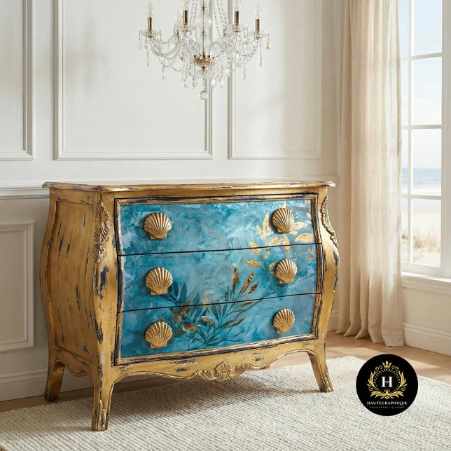 Papier de soie botanique et feuille d'or turquoise (Créateur téléchargé)