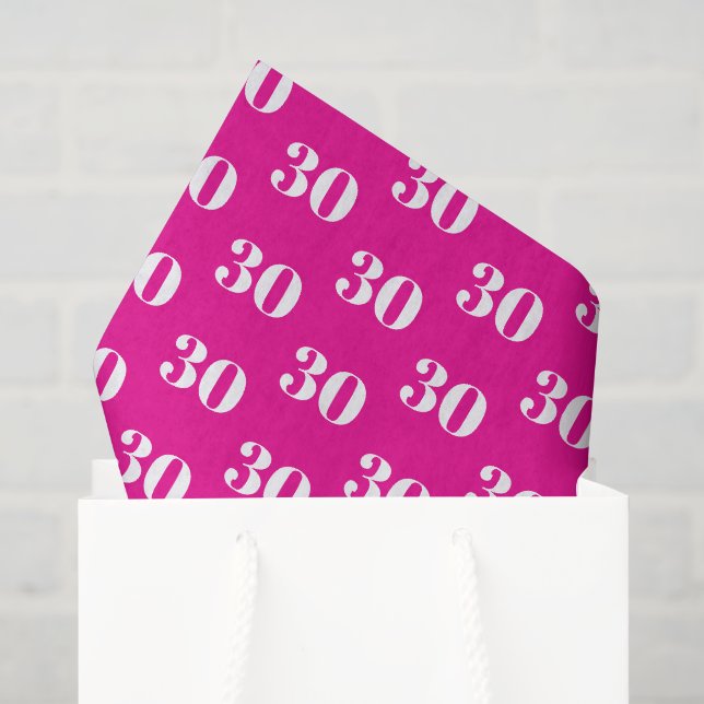 Papier de soie cadeau rose néon pour 30e anniversa (Sac cadeau)