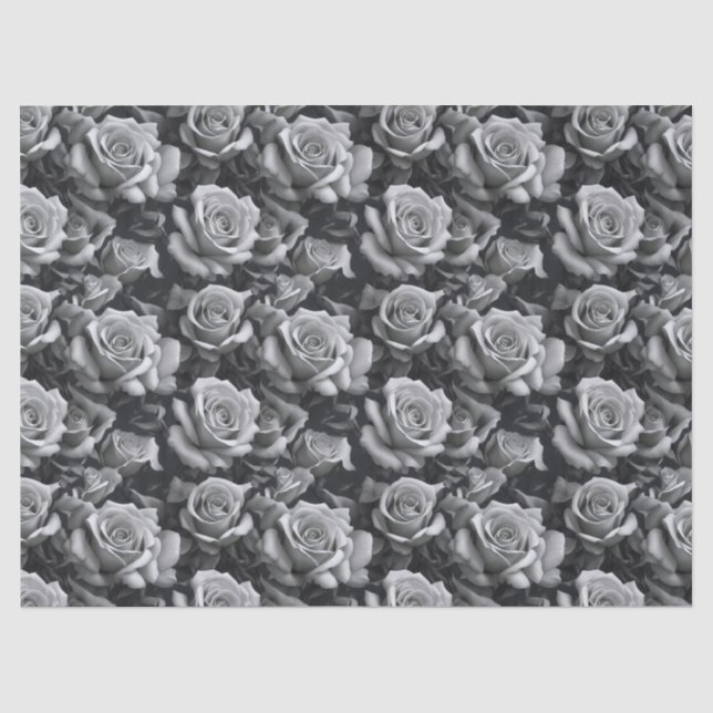 Papier de soie cadeau Rose Noir & Blanc (Recto)