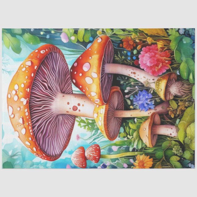 Papier de soie Champignons sauvages colorés (Recto)