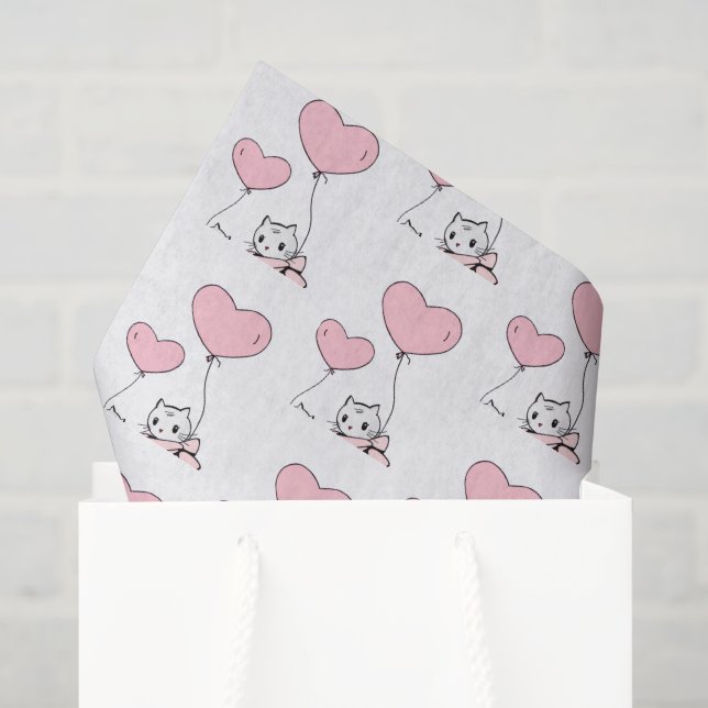Papier de soie chat jour de la Saint-Valentin coeu (Sac cadeau)